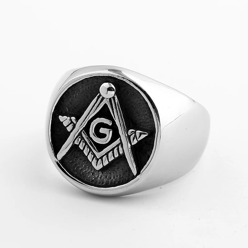 Master Mason Blue Lodge Masonic Stainless Steel Ring - Silver