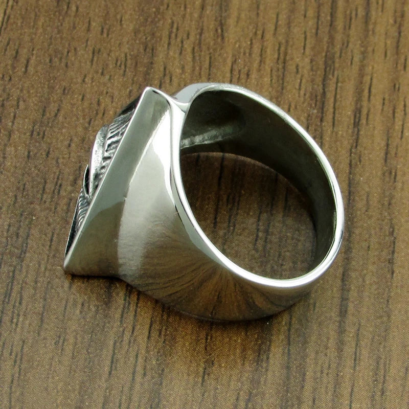 Illuminati Pyramid Eye Symbol Masonic Stainless Steel Ring - Silver