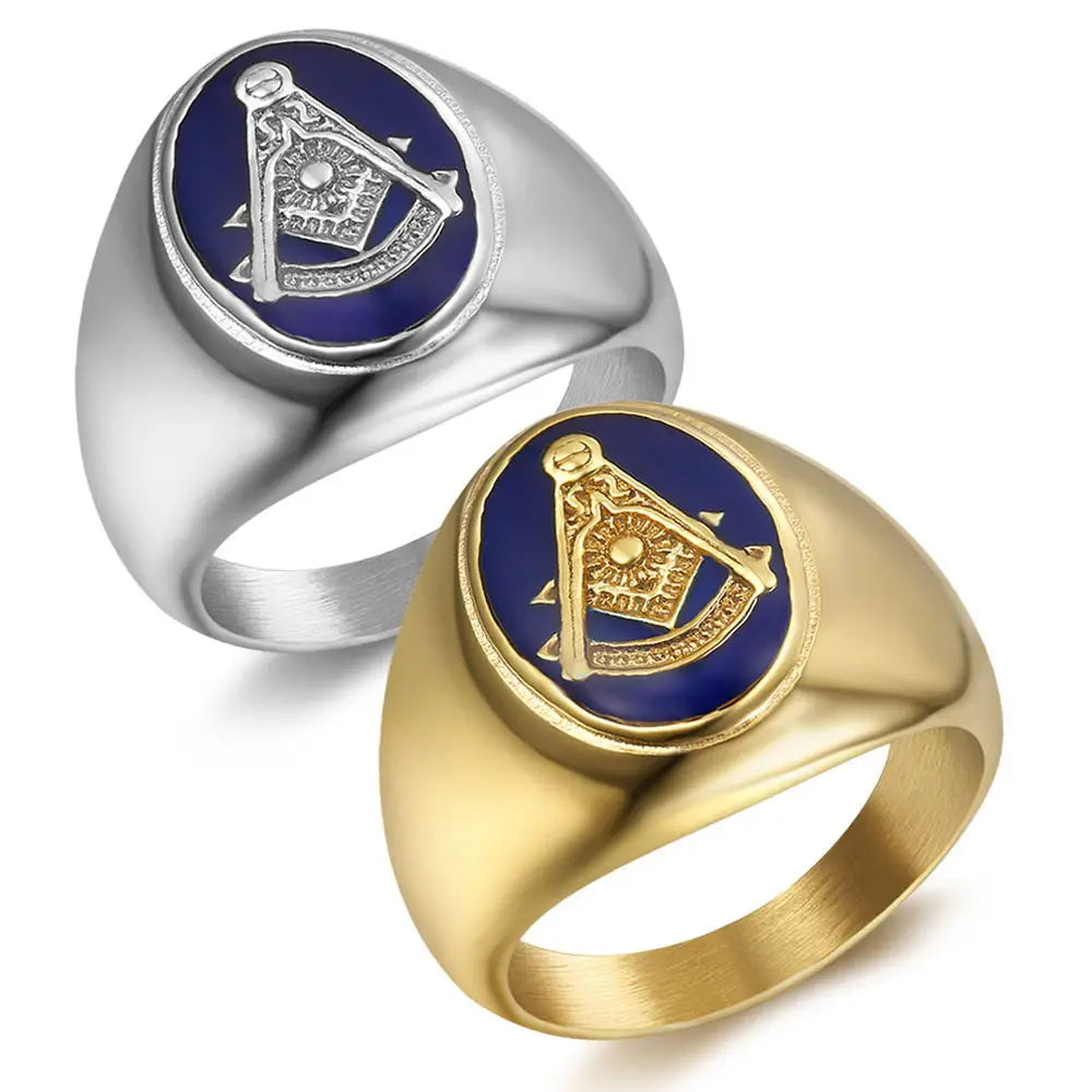 Past Master Blue Lodge Masonic Stainless Steel Ring - Various Color