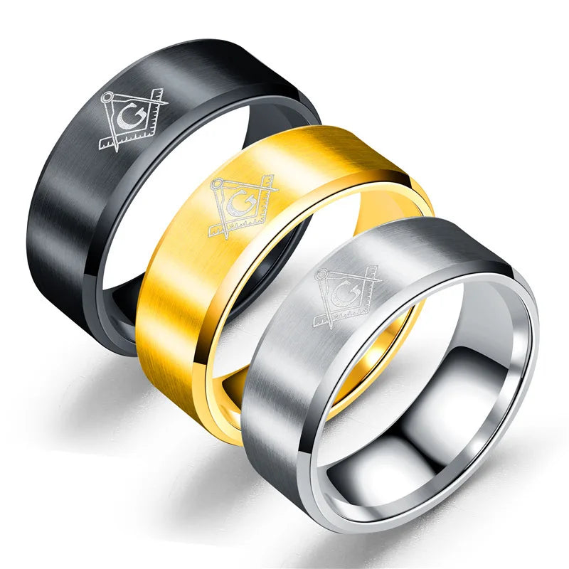Master Mason Blue Lodge Masonic Tungsten Ring - Various Color
