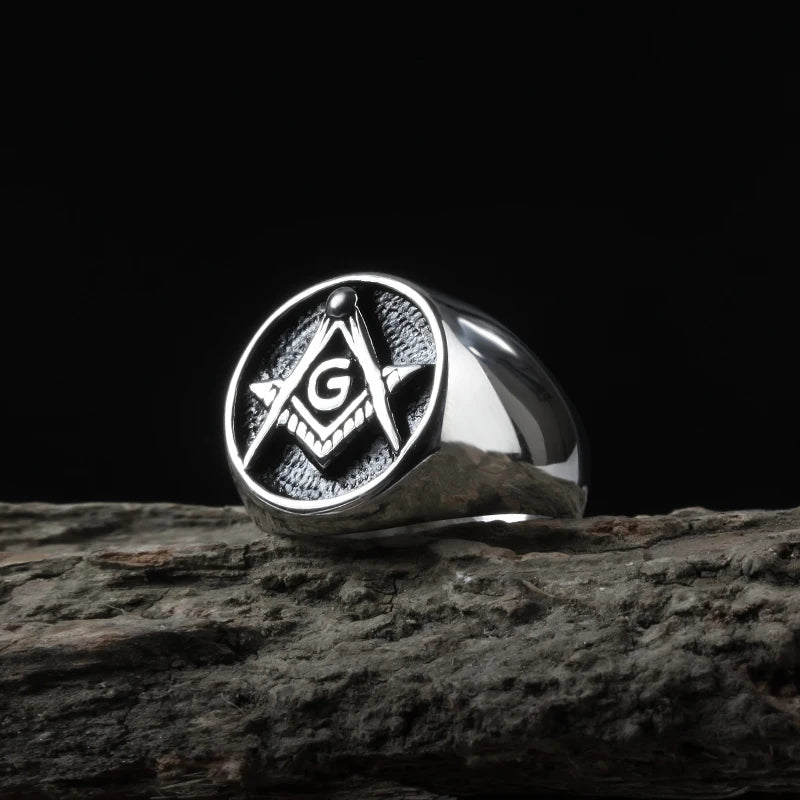 Master Mason Blue Lodge Masonic Stainless Steel Ring - Silver