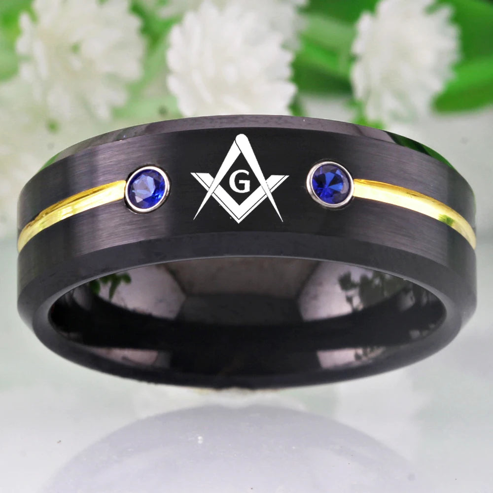 Master Mason Blue Lodge Masonic TUNGSTEN Ring - Various Color