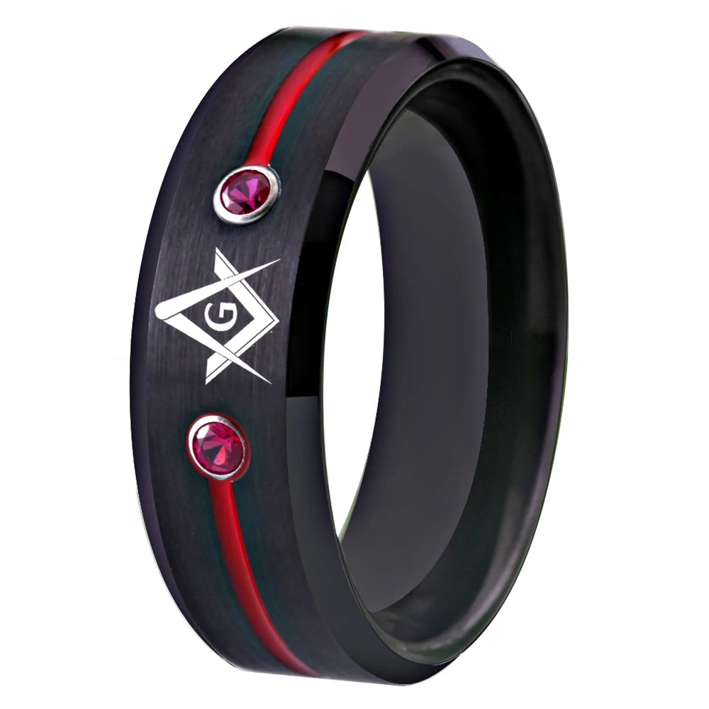Master Mason Blue Lodge Masonic TUNGSTEN Ring - Various Color