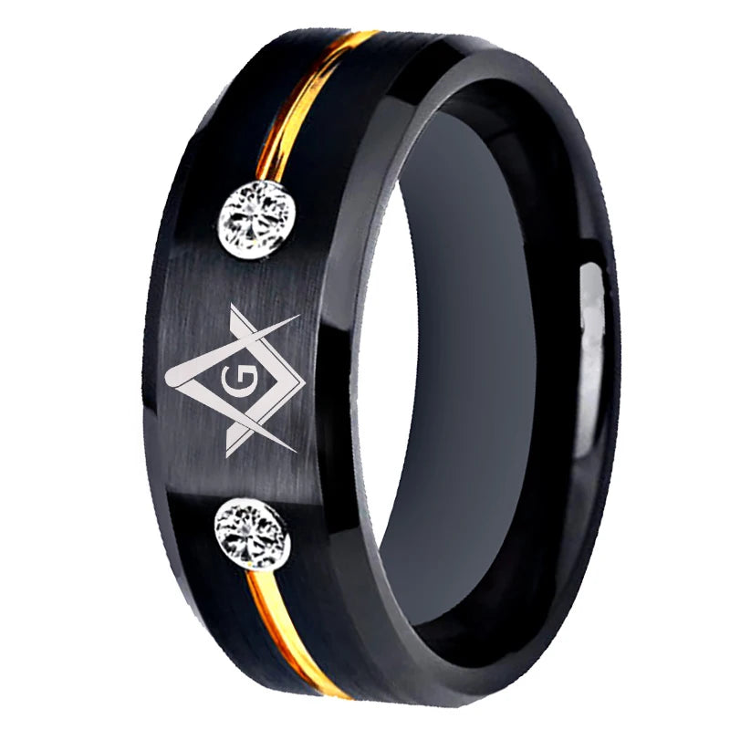 Master Mason Blue Lodge Masonic TUNGSTEN Ring - Various Color