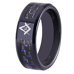 Master Mason Blue Lodge Masonic TUNGSTEN Ring - Black