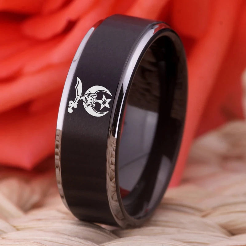 Shriners Freemason Masonic TUNGSTEN Ring - Black Color