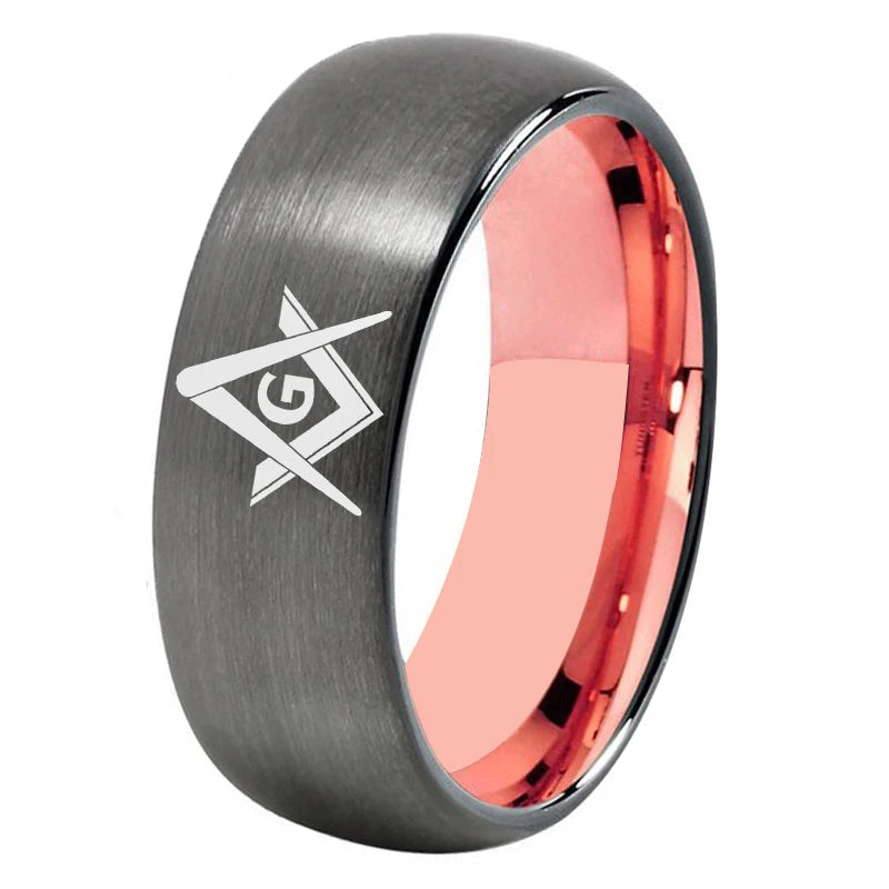 Master Mason Blue Lodge Masonic TUNGSTEN Ring - Black