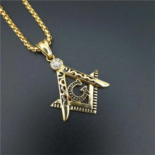 Master Mason Blue Lodge Masonic Necklace - Gold