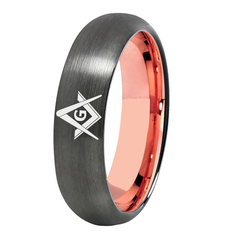 Master Mason Blue Lodge Masonic TUNGSTEN Ring - Black