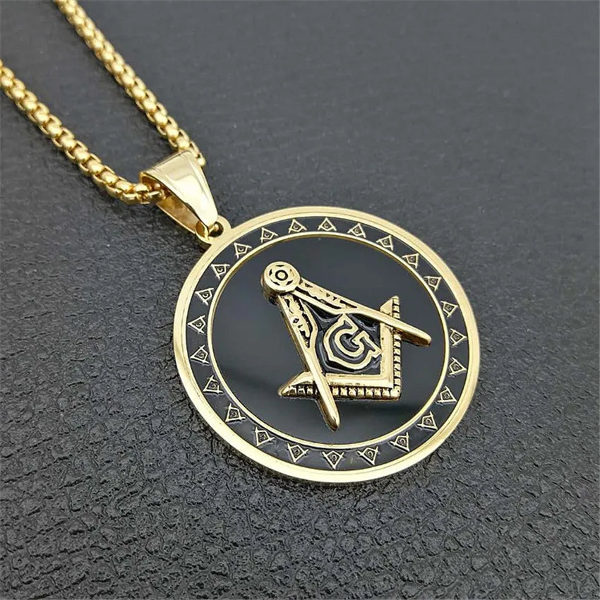 Master Mason Blue Lodge Masonic Necklace - Gold