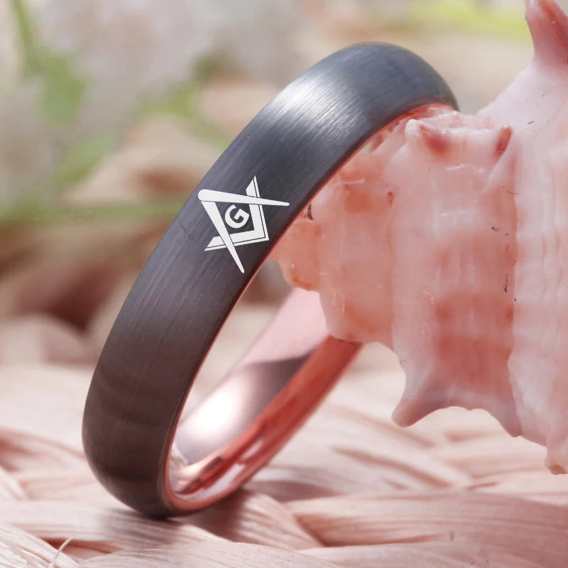 Master Mason Blue Lodge Masonic TUNGSTEN Ring - Black