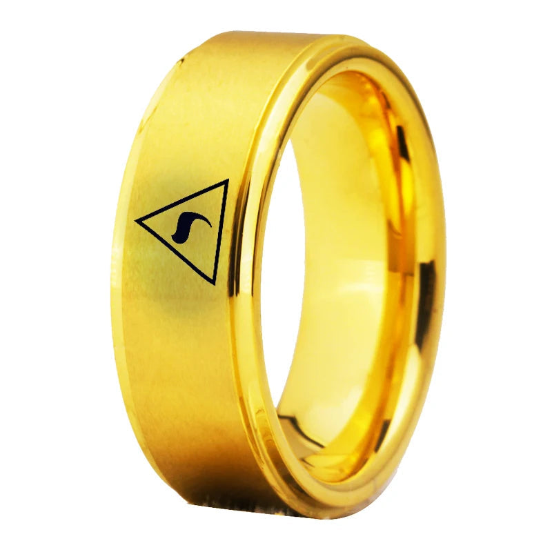 14th Degree Masonic TUNGSTEN Ring - Gold