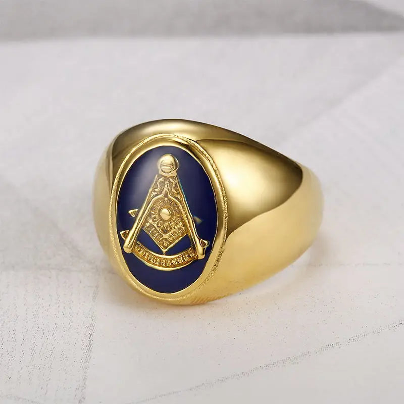Past Master Blue Lodge Masonic Stainless Steel Ring - Various Color