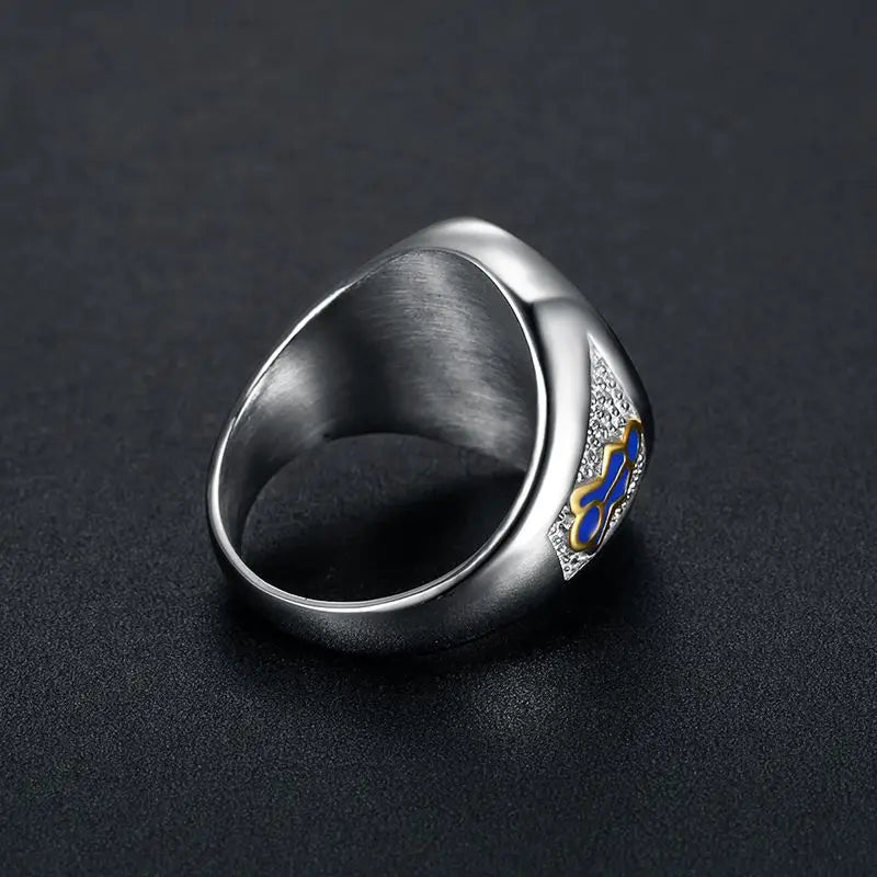 Master Mason Blue Lodge Masonic Stainless Steel Ring - Silver & Gold Color