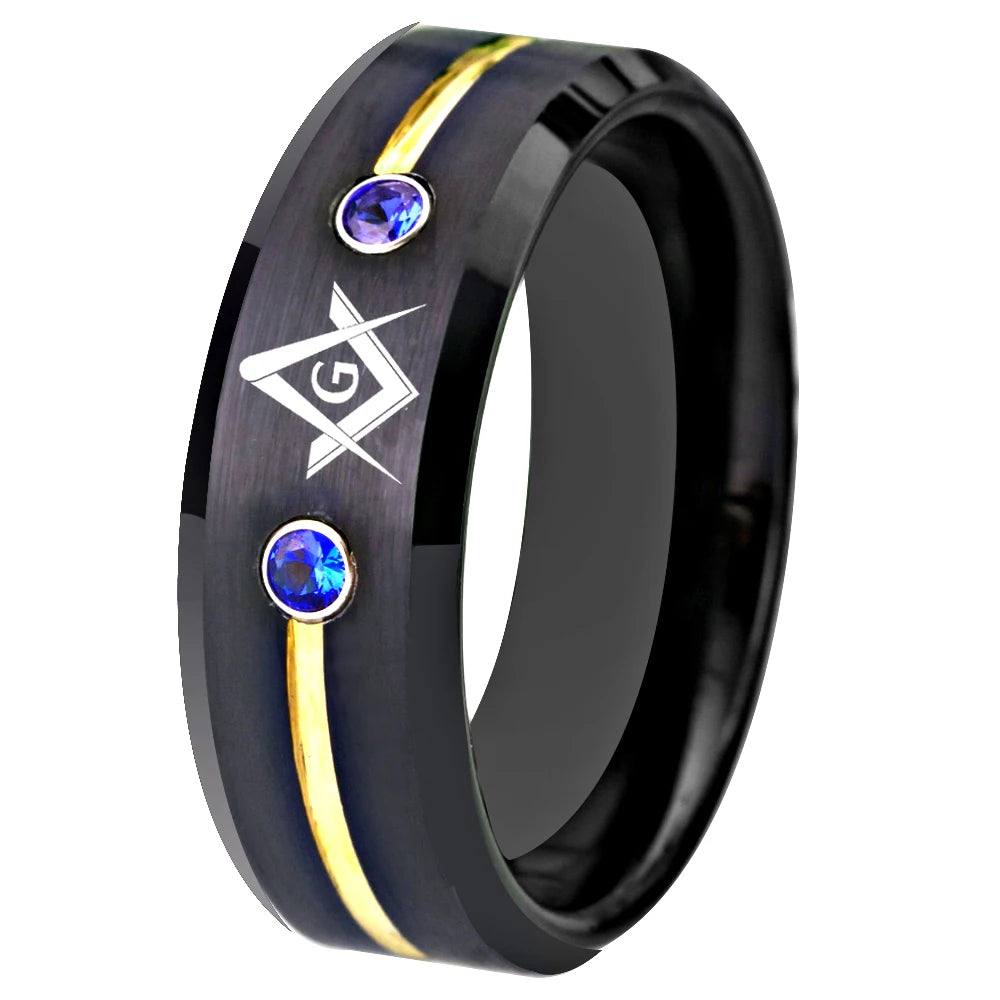 Master Mason Blue Lodge Masonic TUNGSTEN Ring - Various Color