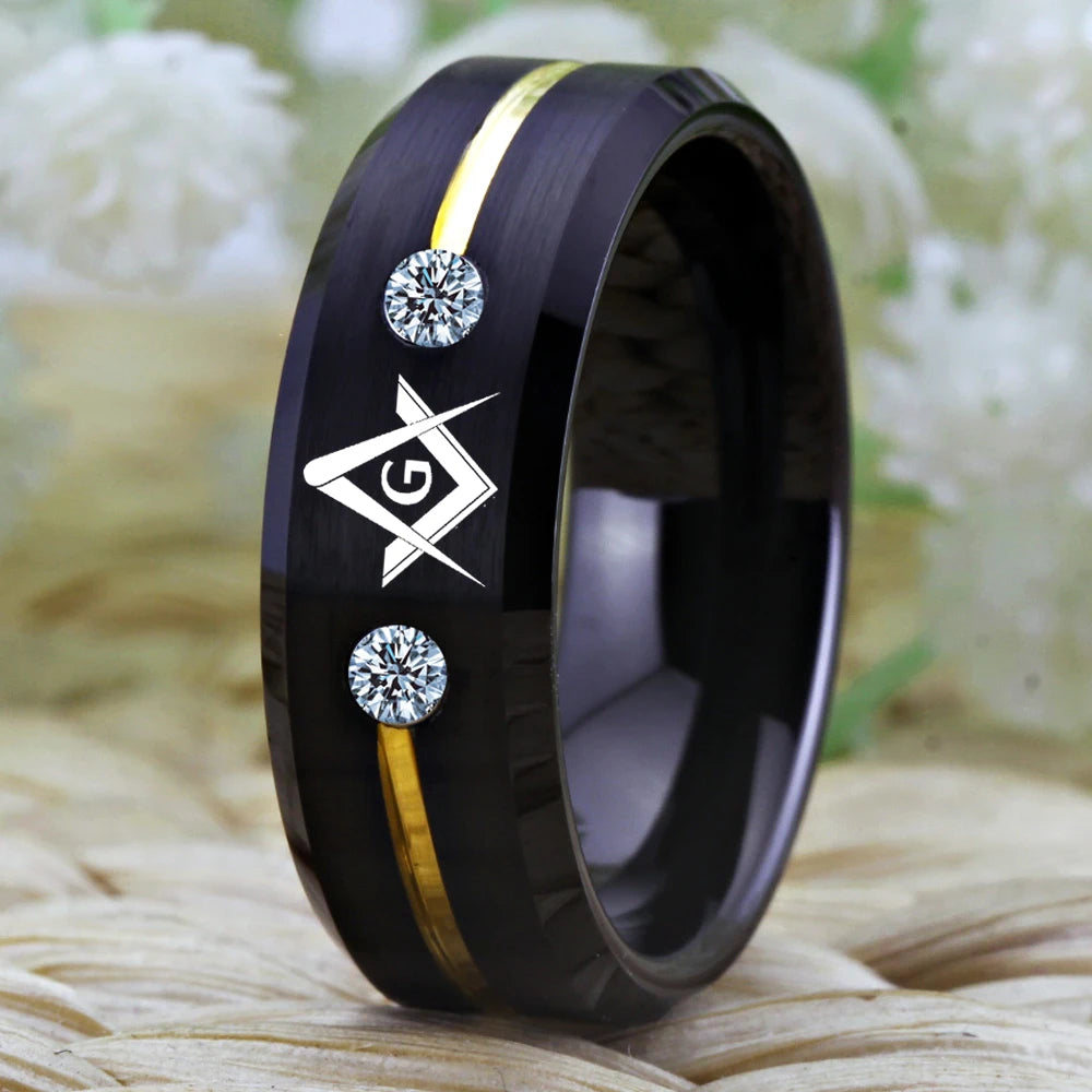 Master Mason Blue Lodge Masonic TUNGSTEN Ring - Various Color
