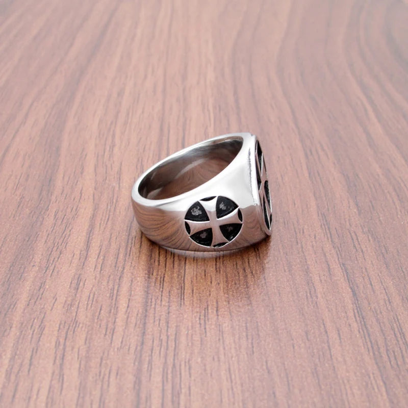 Knight of Malta Masonic Stainless Steel Ring - Silver