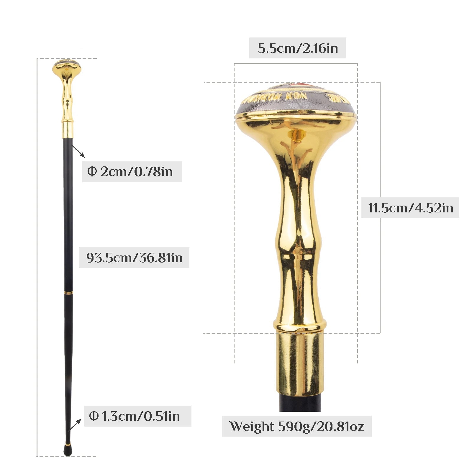 Knights of Malta Red Cross Freemasonry Walking Cane - Size 93cm