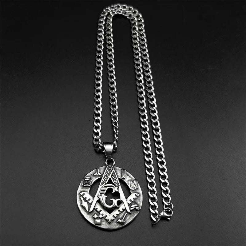 Master Mason Blue Lodge Masonic Necklace - Silver