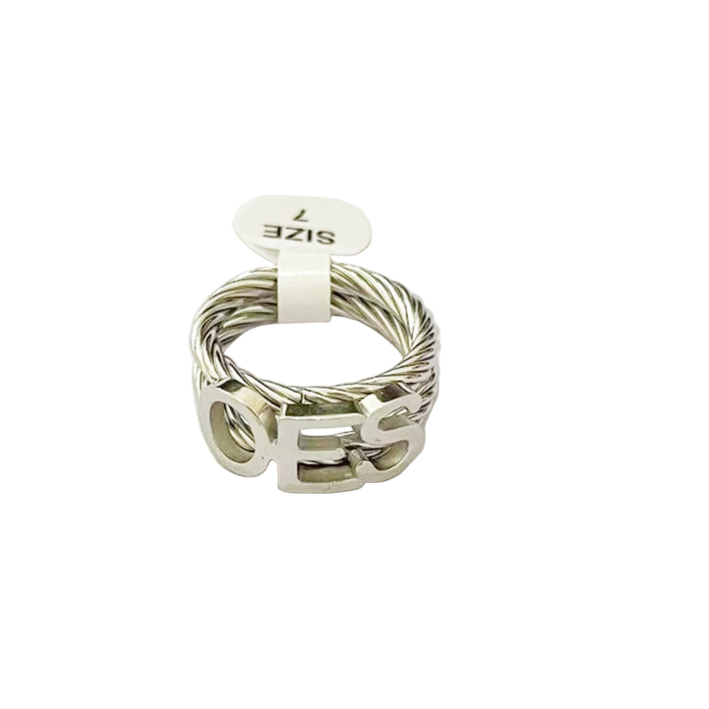 Order Of Eastern Star OES Masonic Stainless Steel Ring - Silver