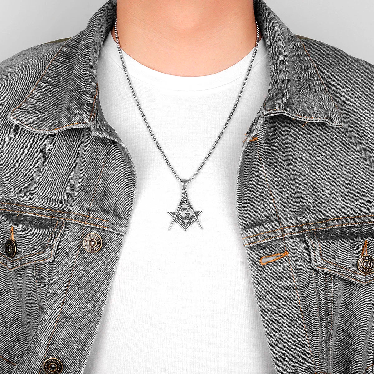 Master Mason Blue Lodge Masonic Necklace - Silver