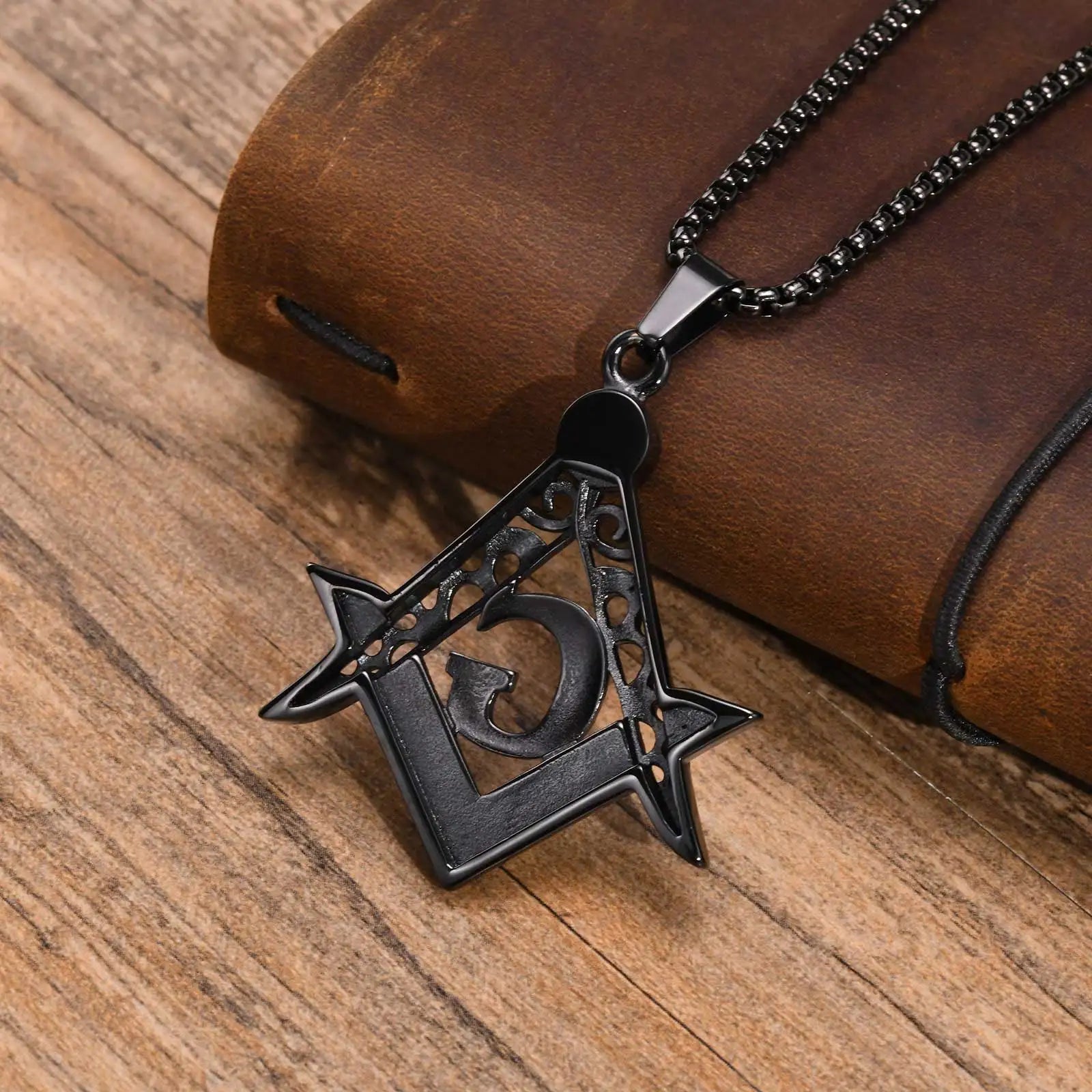 Master Mason Blue Lodge Masonic Necklace - Black