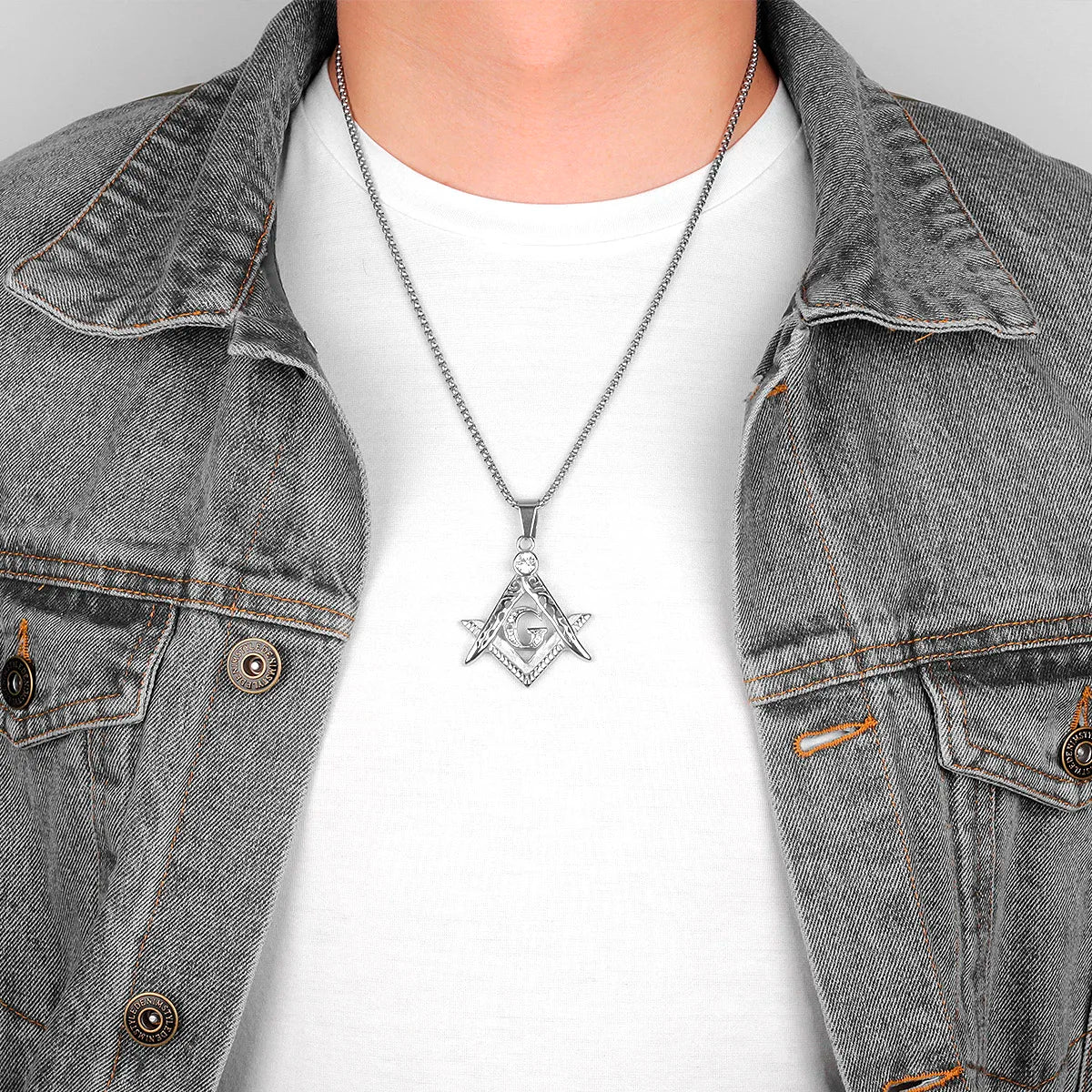 Master Mason Blue Lodge Masonic Necklace - Silver