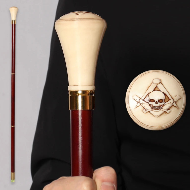 Widow Son Masonic Wooden Walking Cane - Resin