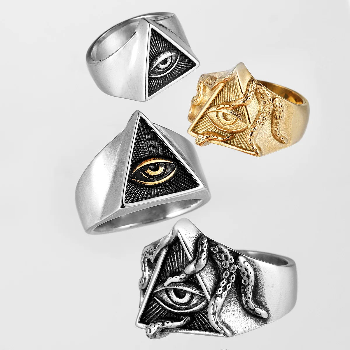 Illuminati Pyramid Eye Symbol Masonic Ring - Various Color