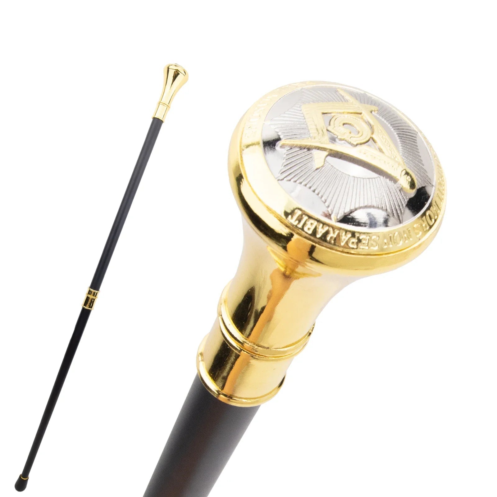 Master Mason Golden White Freemasonry Walking Cane - Size 92cm