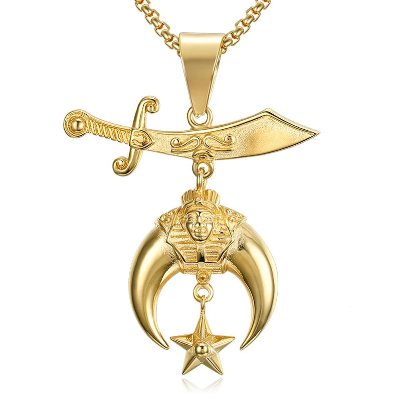 Shriners Masonic Necklace - Gold