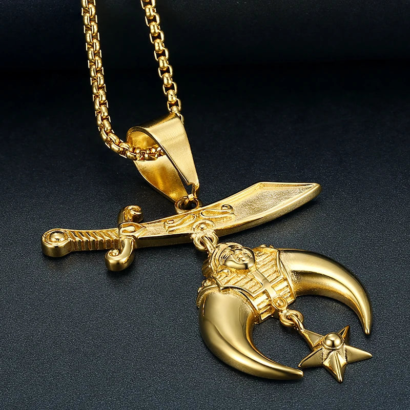 Shriners Masonic Necklace - Gold