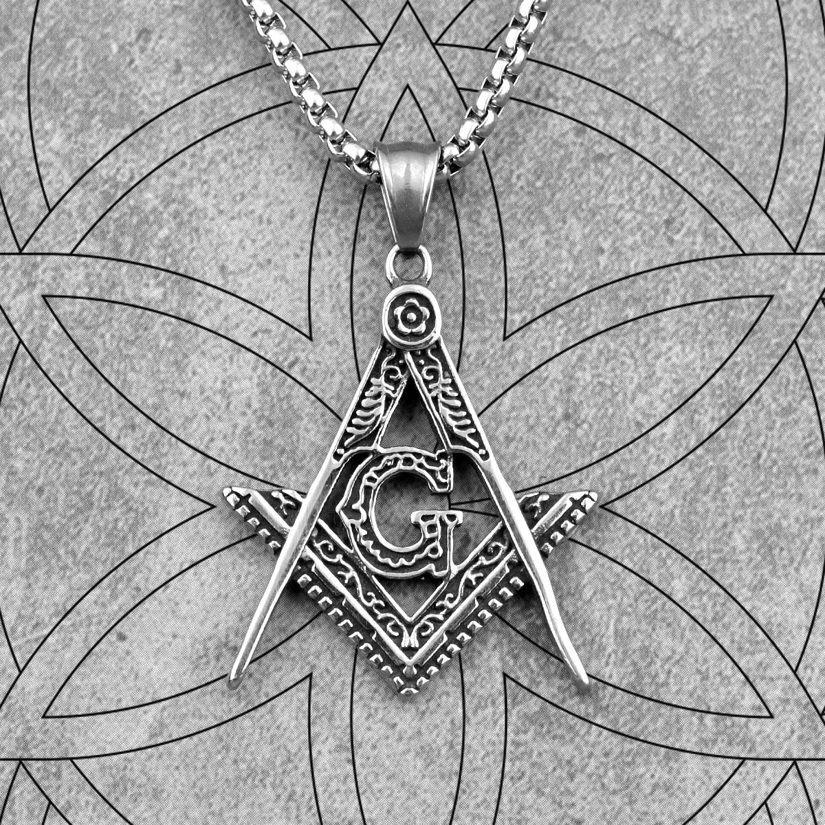 Master Mason Blue Lodge Masonic Necklace - Silver