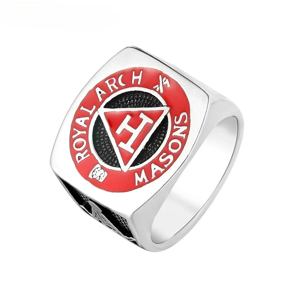 Royal Arch Masonic Stainless Steel Ring - Red