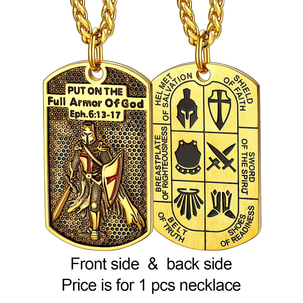 Knights Templar Masonic Stainless Steel Necklace - Gold