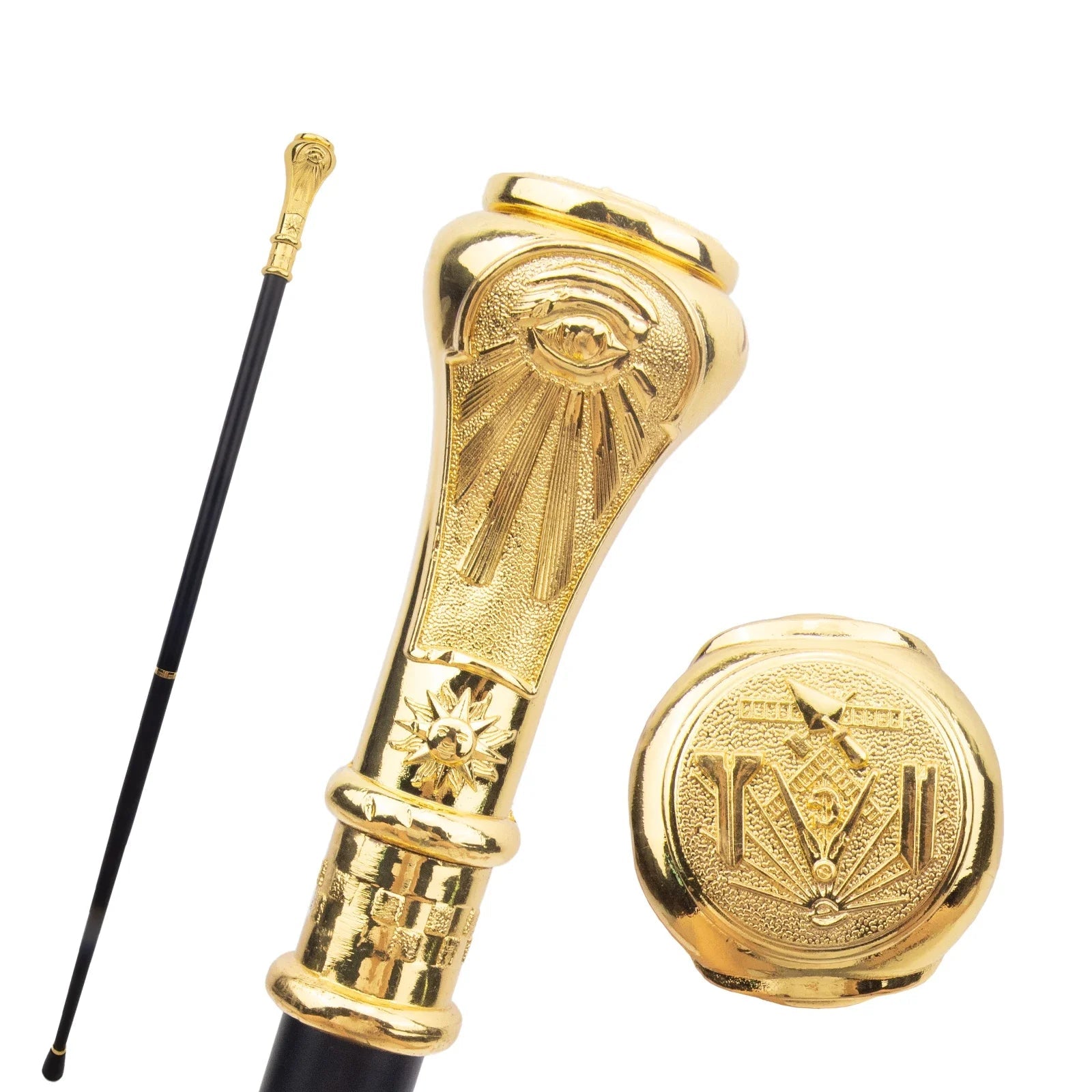 Master Mason Golden Freemasonry Walking Cane - Size 93cm