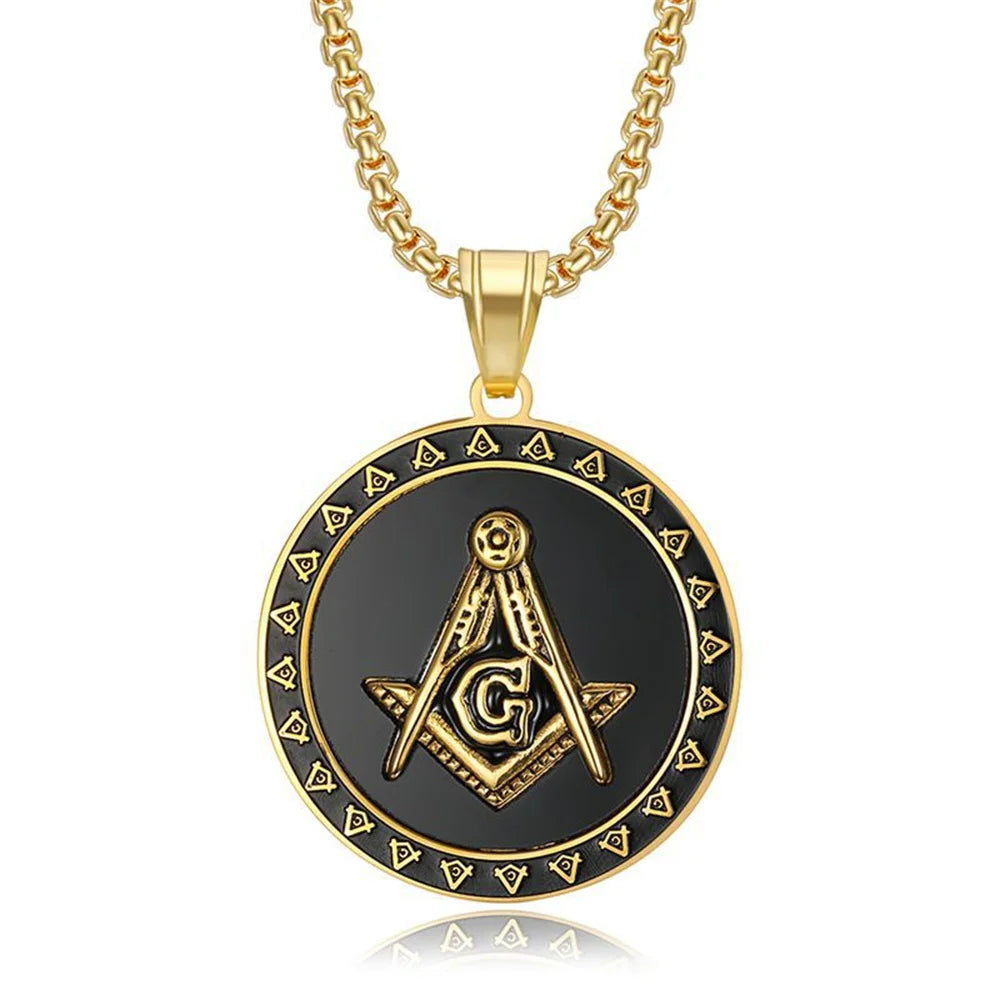Master Mason Blue Lodge Masonic Necklace - Gold