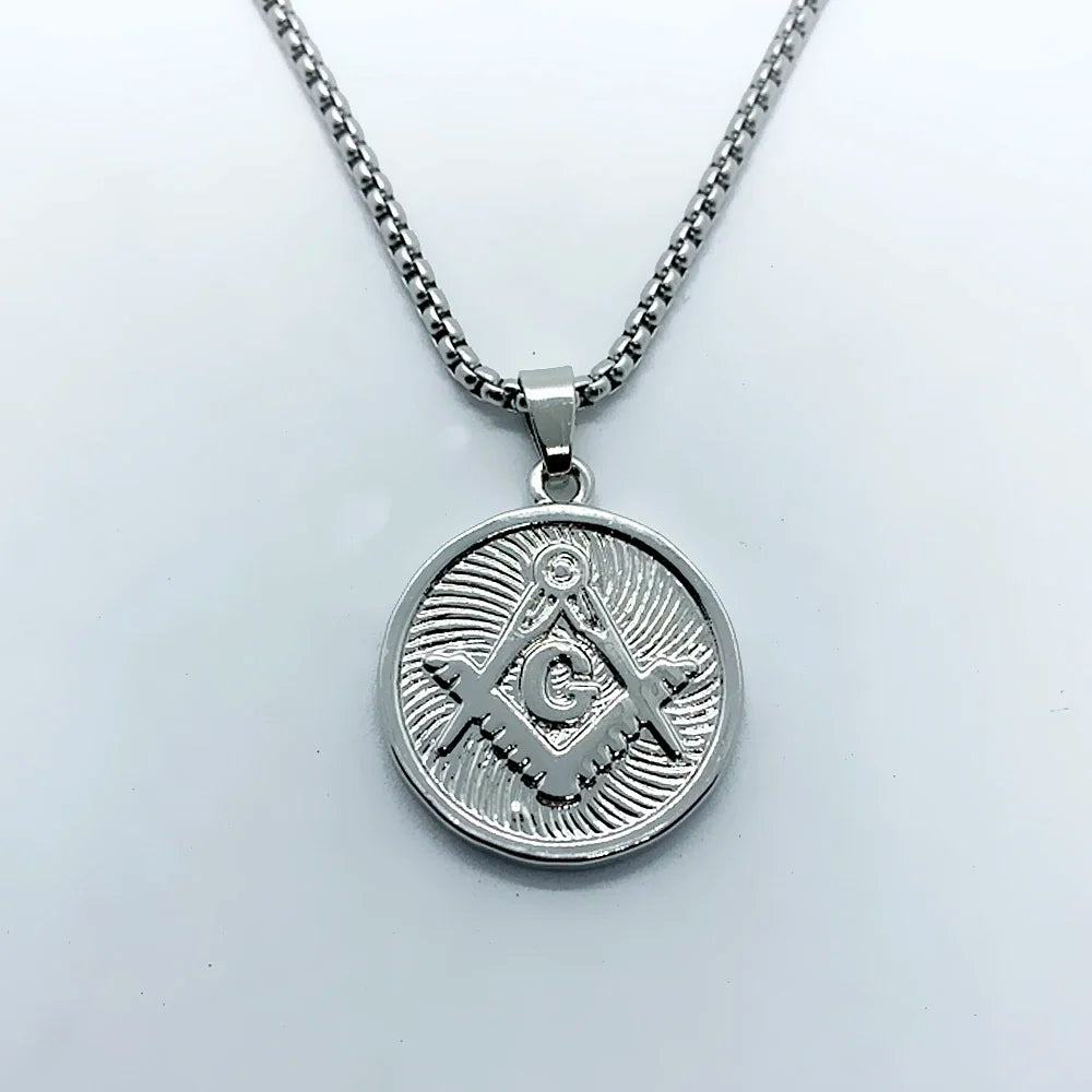 Master Mason Blue Lodge Masonic Necklace - Silver