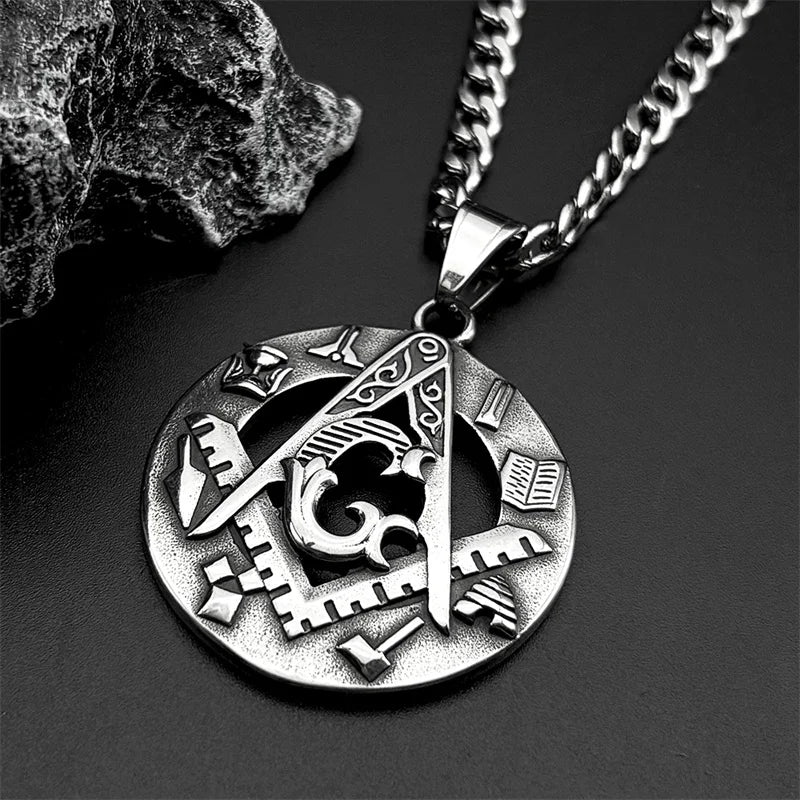 Master Mason Blue Lodge Masonic Necklace - Silver