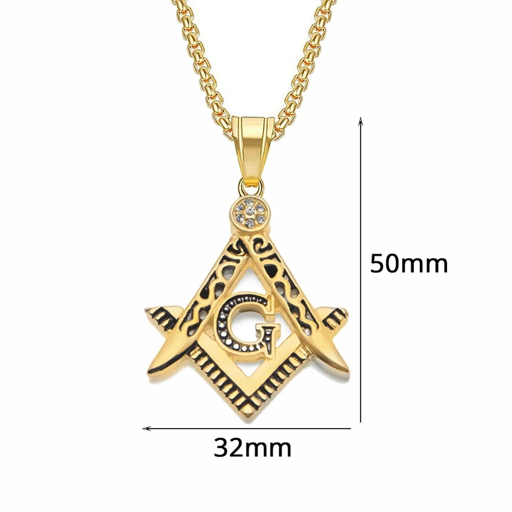 Master Mason Blue Lodge Masonic Necklace - Gold