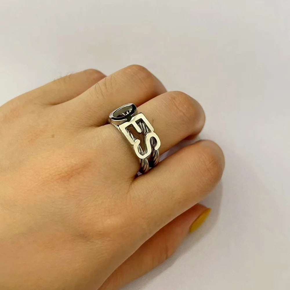 Order Of Eastern Star OES Masonic Stainless Steel Ring - Silver