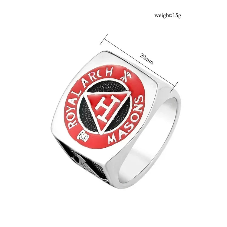Royal Arch Masonic Stainless Steel Ring - Red