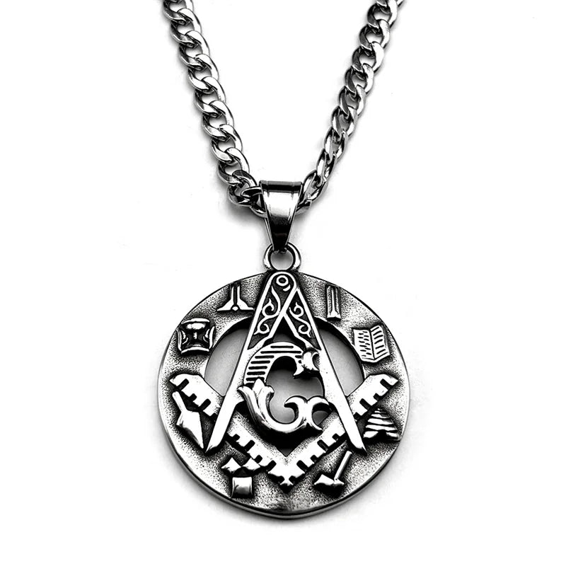 Master Mason Blue Lodge Masonic Necklace - Silver
