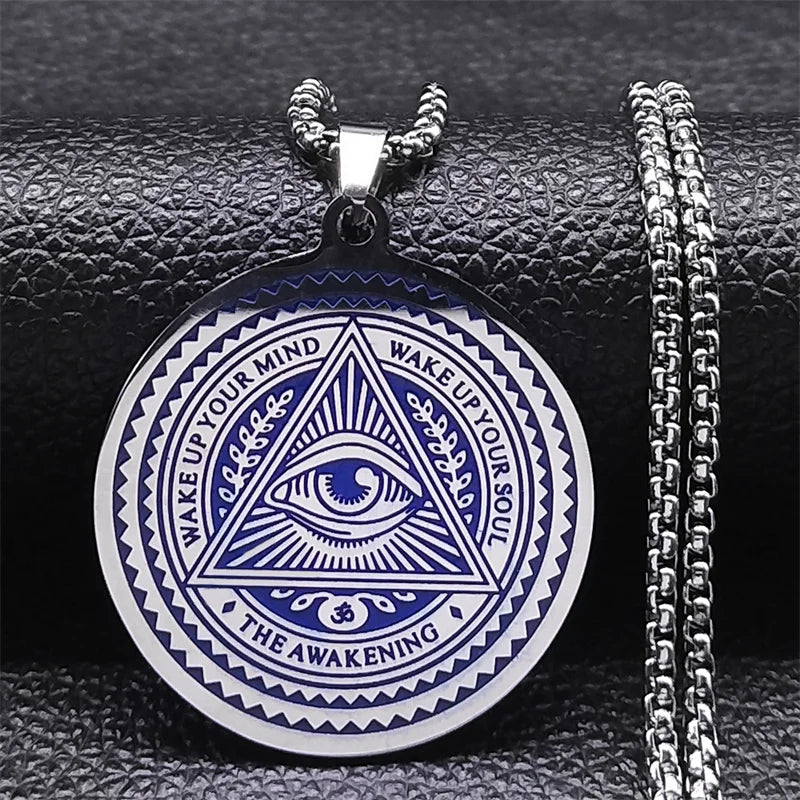 Omniscient Eye Masonic Necklace - Blue