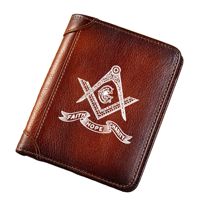 Master Mason Blue Lodge Masonic Genuine Leather Wallet