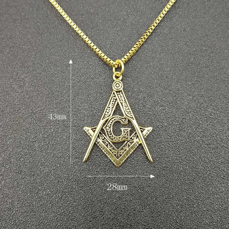 Master Mason Blue Lodge Masonic Necklace - Gold