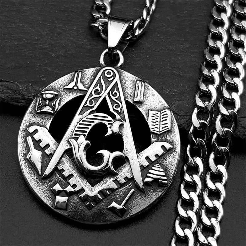 Master Mason Blue Lodge Masonic Necklace - Silver
