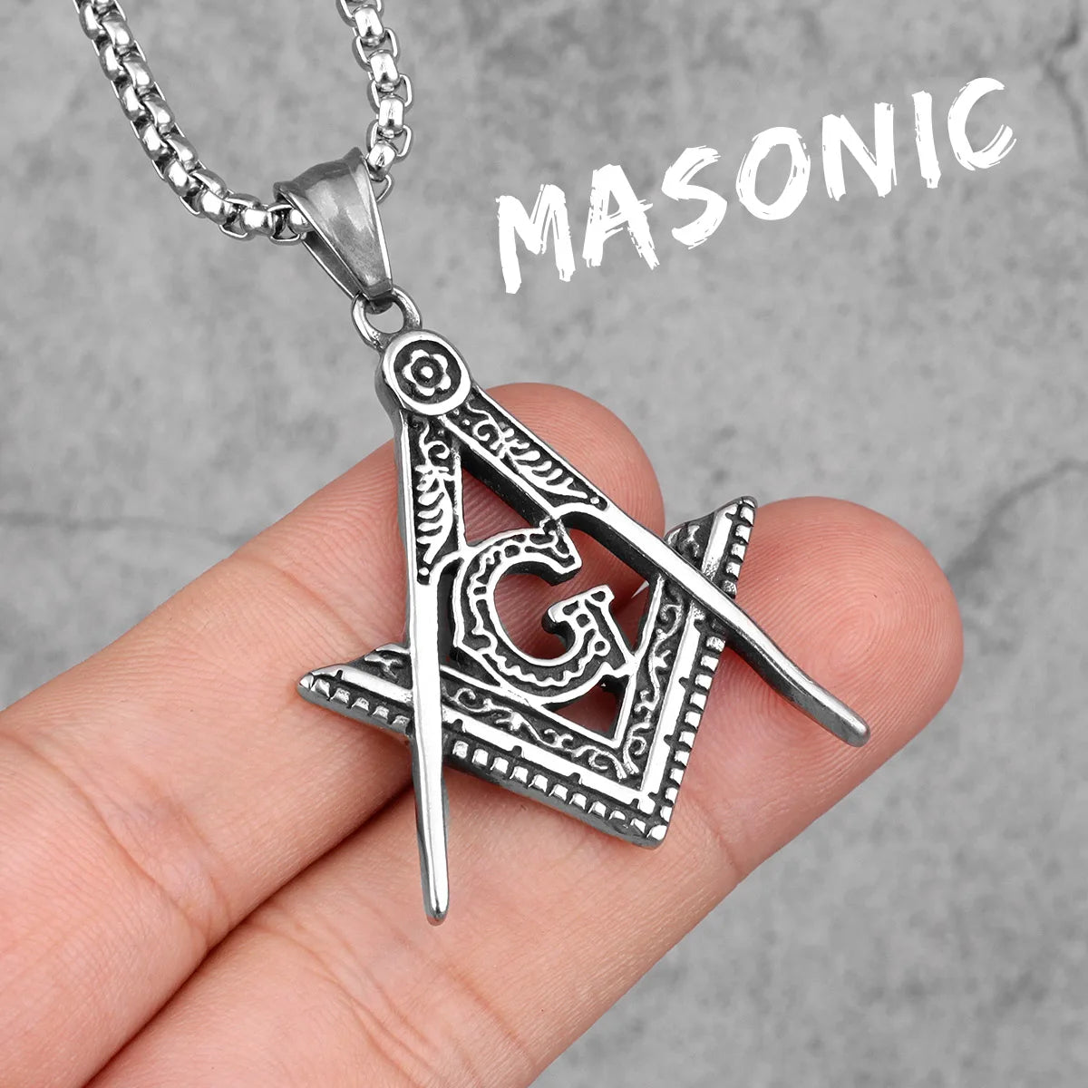 Master Mason Blue Lodge Masonic Necklace - Silver