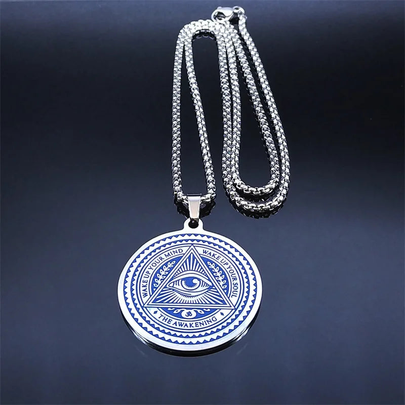 Omniscient Eye Masonic Necklace - Blue