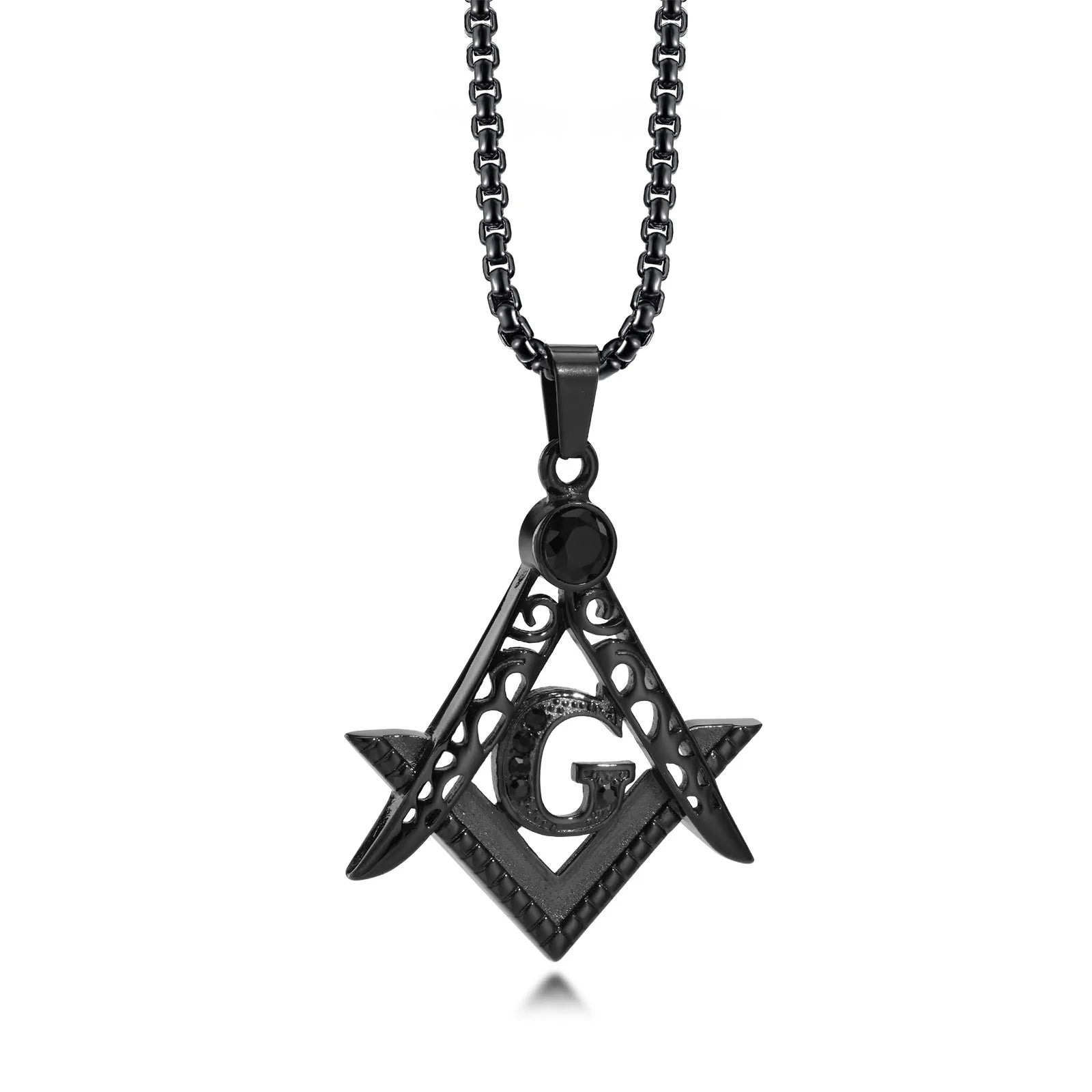 Master Mason Blue Lodge Masonic Necklace - Black